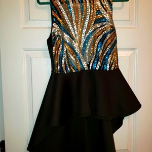 Women's sequin high low top